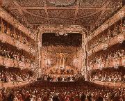 wolfgang amadeus mozart handel playing one of his organ concertos at the covent carden theatre in london. painting